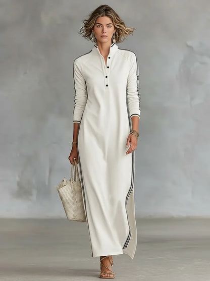 Iris - Women's maxi dress long sleeve and side split
