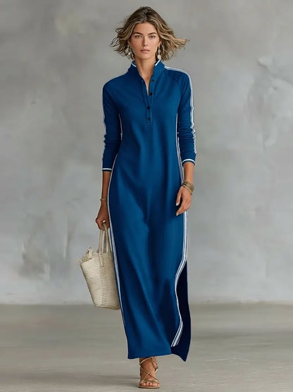 Iris - Women's maxi dress long sleeve and side split