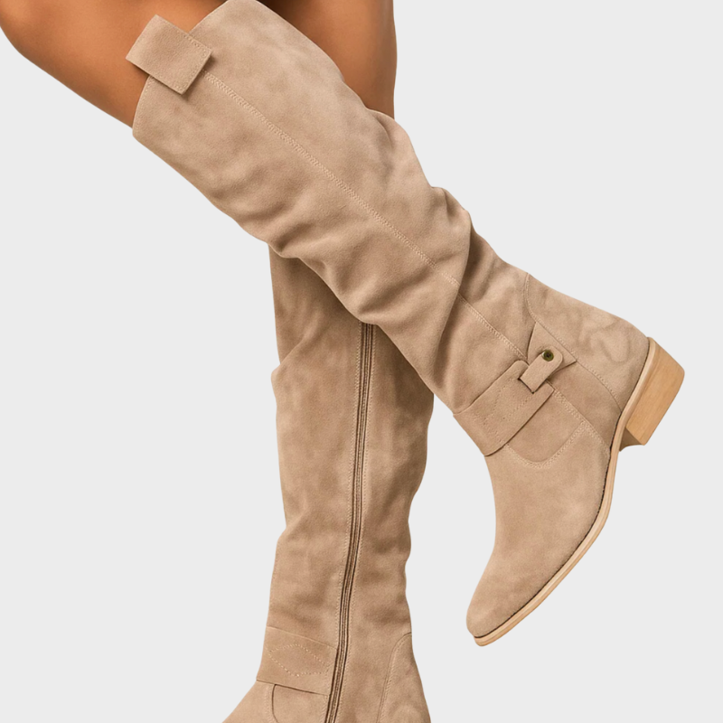 Isabella - Women's Orthopedic Knee High Boots with Buckle Strap Detail