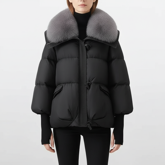 Isabella - Women's Puffer Jacket for Winter with Fur Collar and Ribbed Cuffs