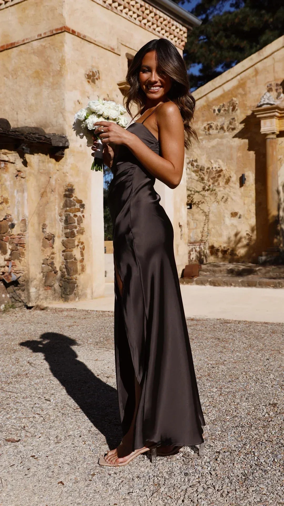 Isabelle - Elegant Women's Wedding Guest Dress with Spaghetti Straps and Thigh Split