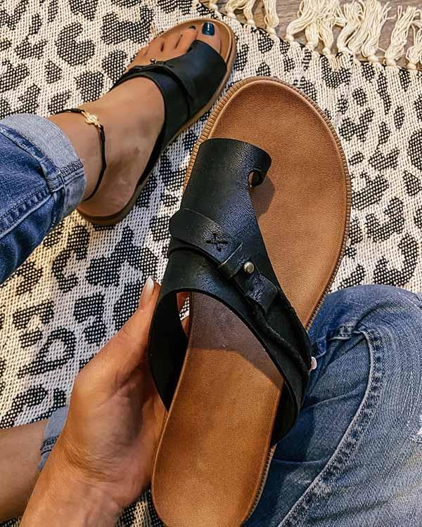 Isla - Boho Women's Orthopedic Sandals with Toe Ring and Stud Detail Flat Sole