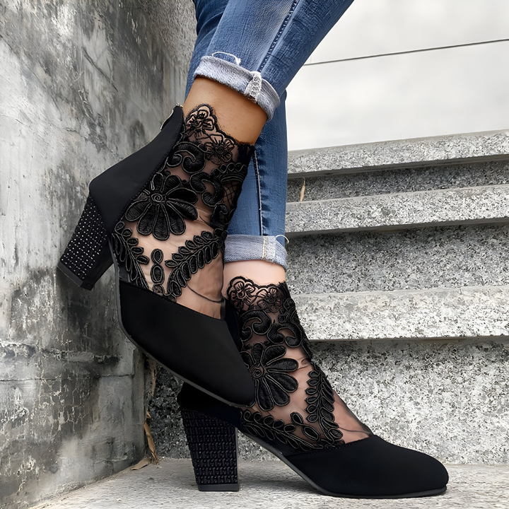 Isla - Elegant Orthopedic Women's Heels with Floral Embroidered Detail