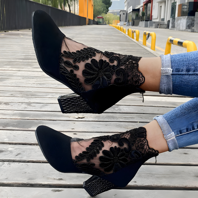 Isla - Elegant Orthopedic Women's Heels with Floral Embroidered Detail