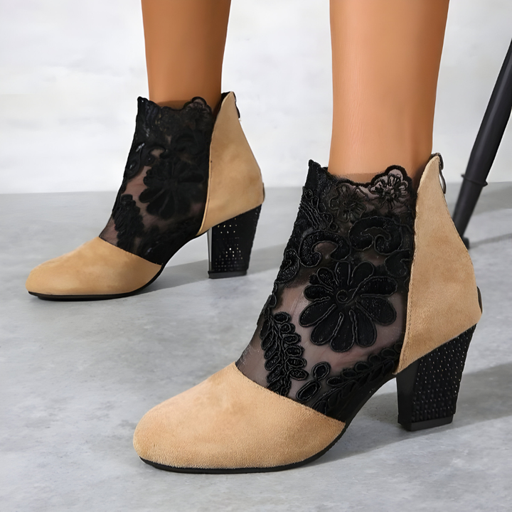 Isla - Elegant Orthopedic Women's Heels with Floral Embroidered Detail