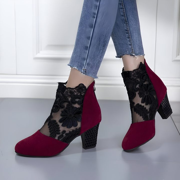 Isla - Elegant Orthopedic Women's Heels with Floral Embroidered Detail