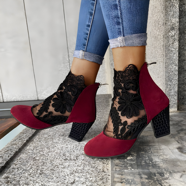 Isla - Elegant Orthopedic Women's Heels with Floral Embroidered Detail
