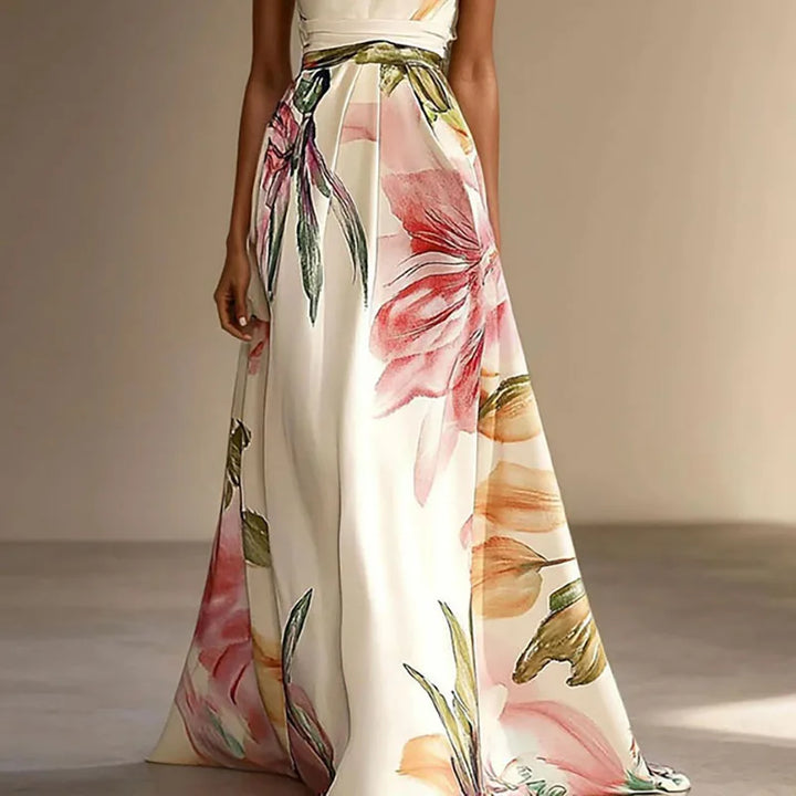 Isla - Formal Women's Wedding Guest Dress with Halter Neckline and Tie Waist