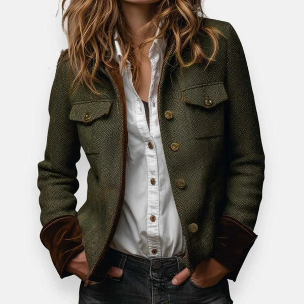 Isla - Women's Autumn Jacket Casual Style with Chest Pockets and Buttons