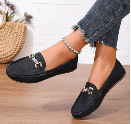 Isla - Women's Casual Comfort Loafers with Chain Hardware