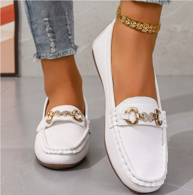Isla - Women's Casual Comfort Loafers with Chain Hardware