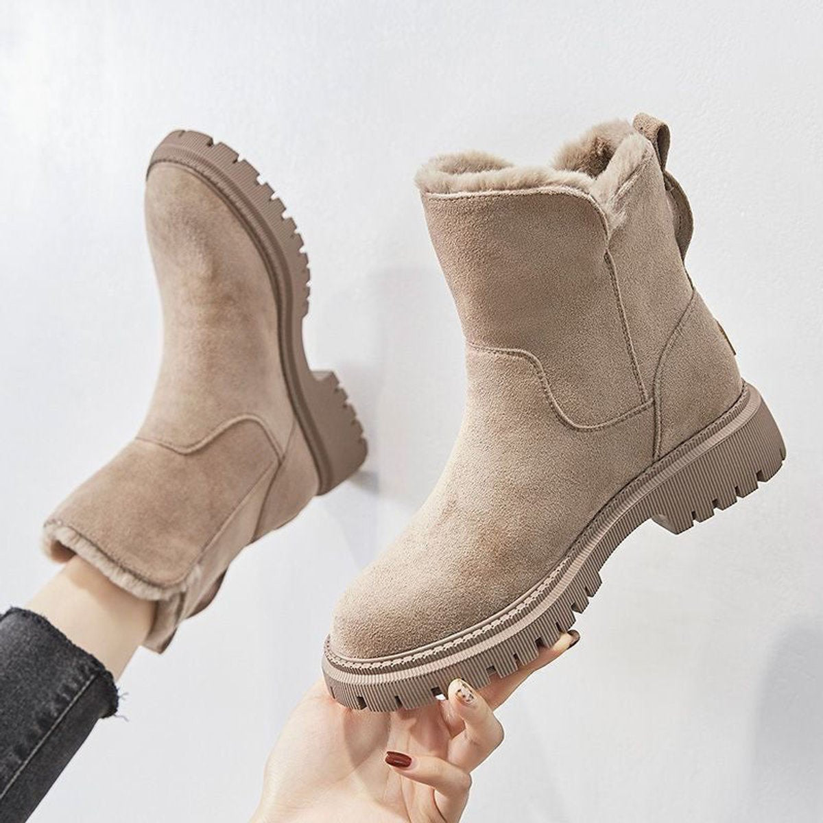 Isla - Women’s fleece lined winter ankle boots with chunky platform sole