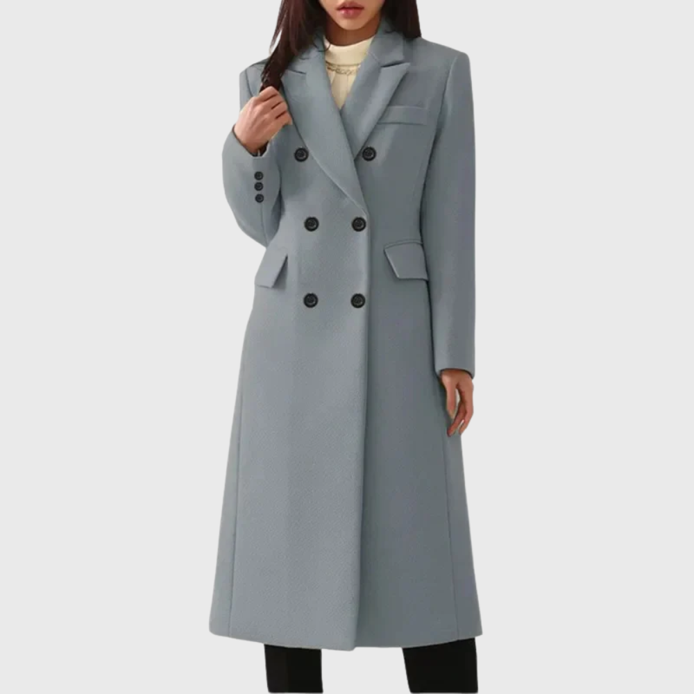 Isla - Women's longline winter coat with tailored fit and peak lapel