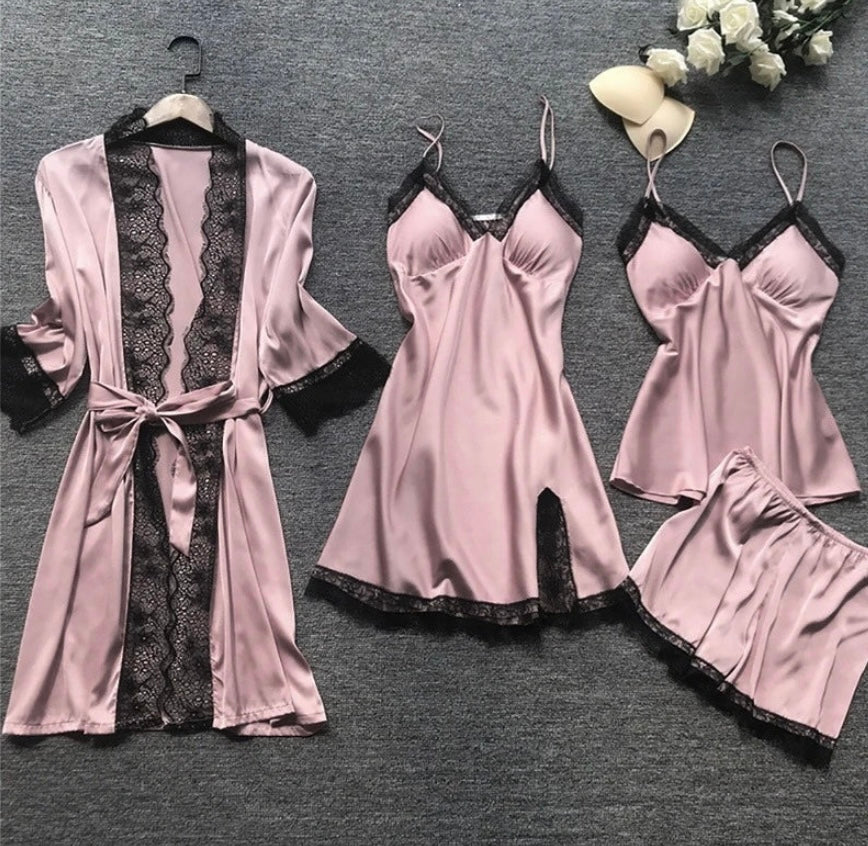 Isla - Women’s luxury matching pyjama set with v neck and contrast trim
