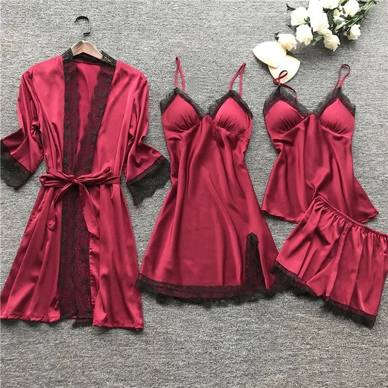 Isla - Women’s luxury matching pyjama set with v neck and contrast trim