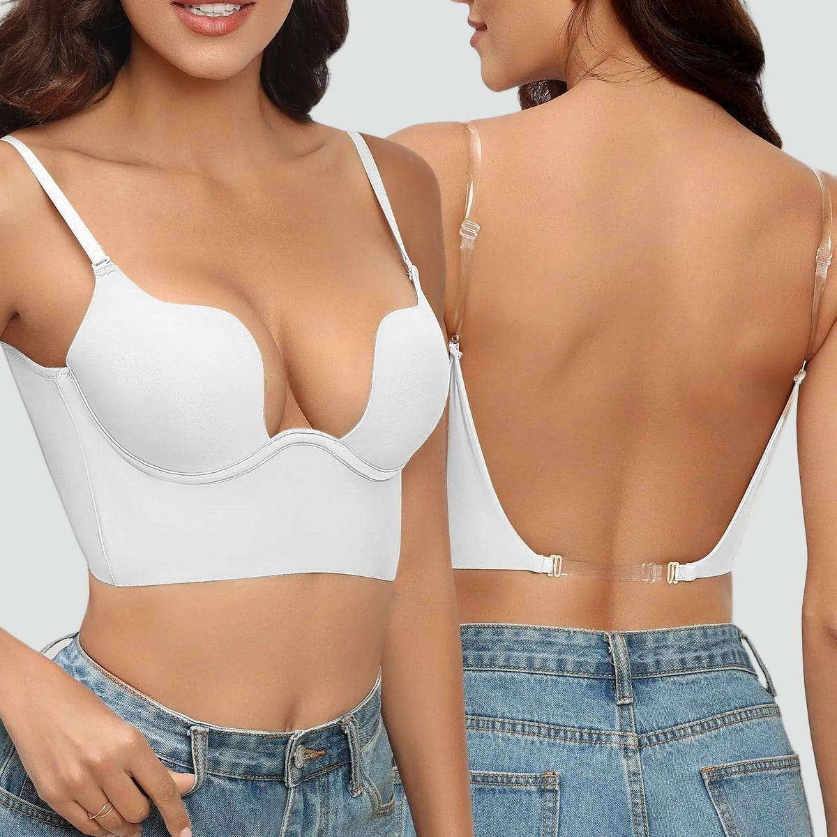 Isla - Women’s self supporting backless push up bra with adjustable straps