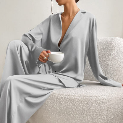Isla - Women’s soft comfort matching pyjama set with wide leg and long sleeve