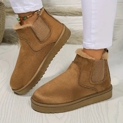 Isla - Women’s warm fleece lined slip on ankle boots with flat sole