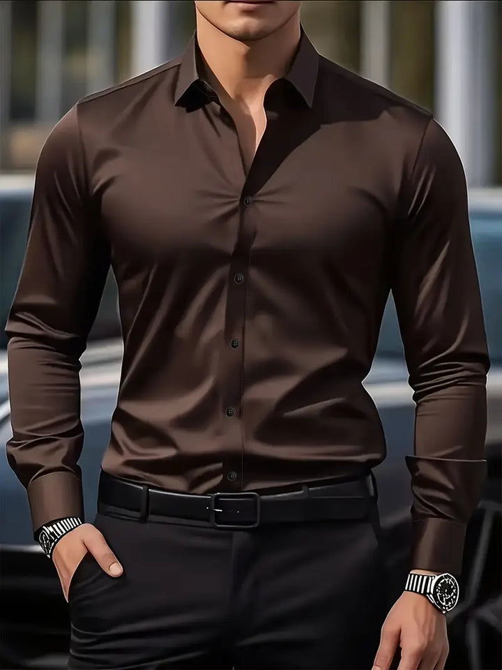 Jack - Casual Men's Breathable Shirt with Button Front and Long Sleeves