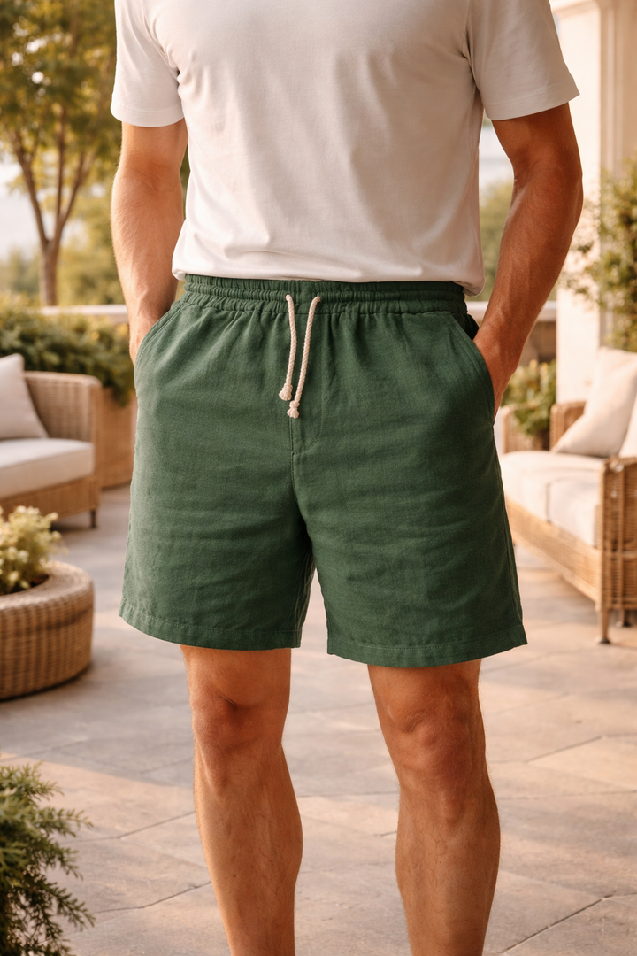 Jack - Casual Men's Linen Shorts with Drawstring Waist and Side Pockets