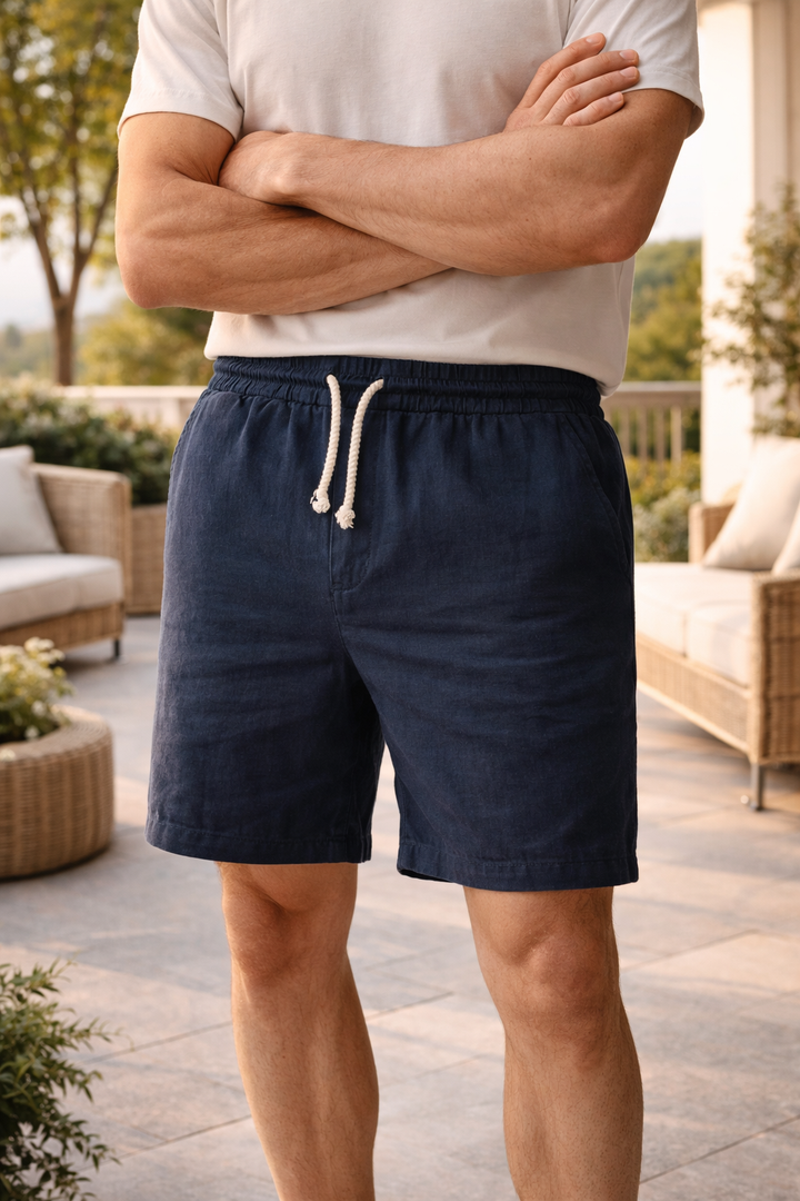 Jack - Casual Men's Linen Shorts with Drawstring Waist and Side Pockets