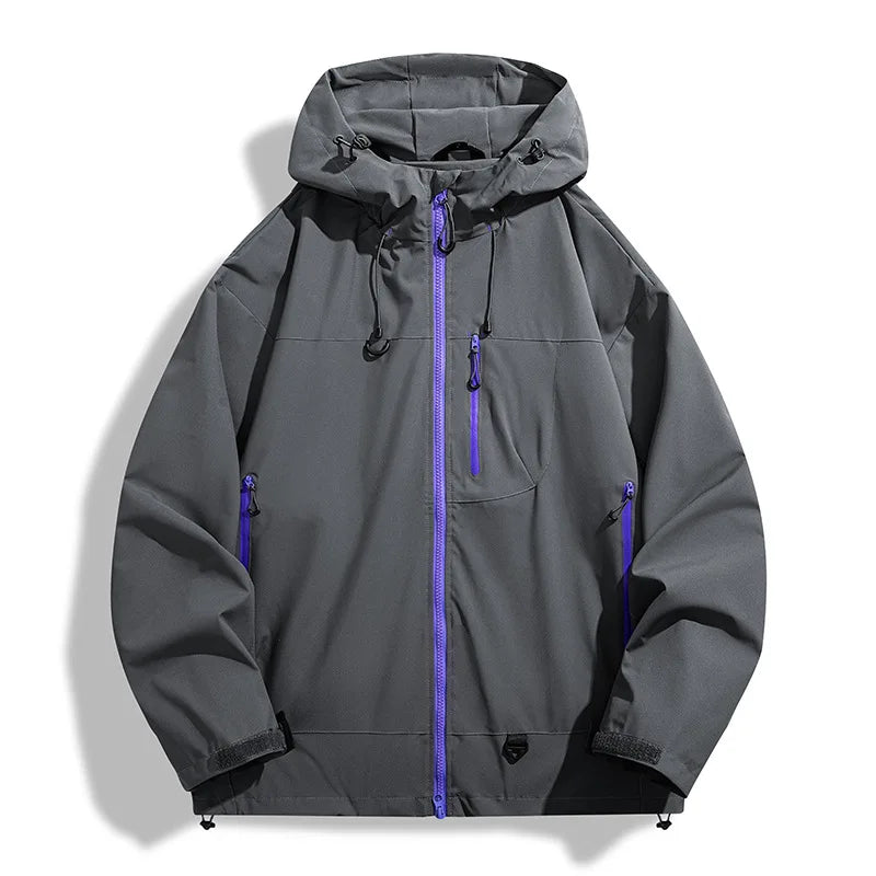 Oliver - Men's Waterproof Rain Jacket with Hooded Design and Zip Pockets