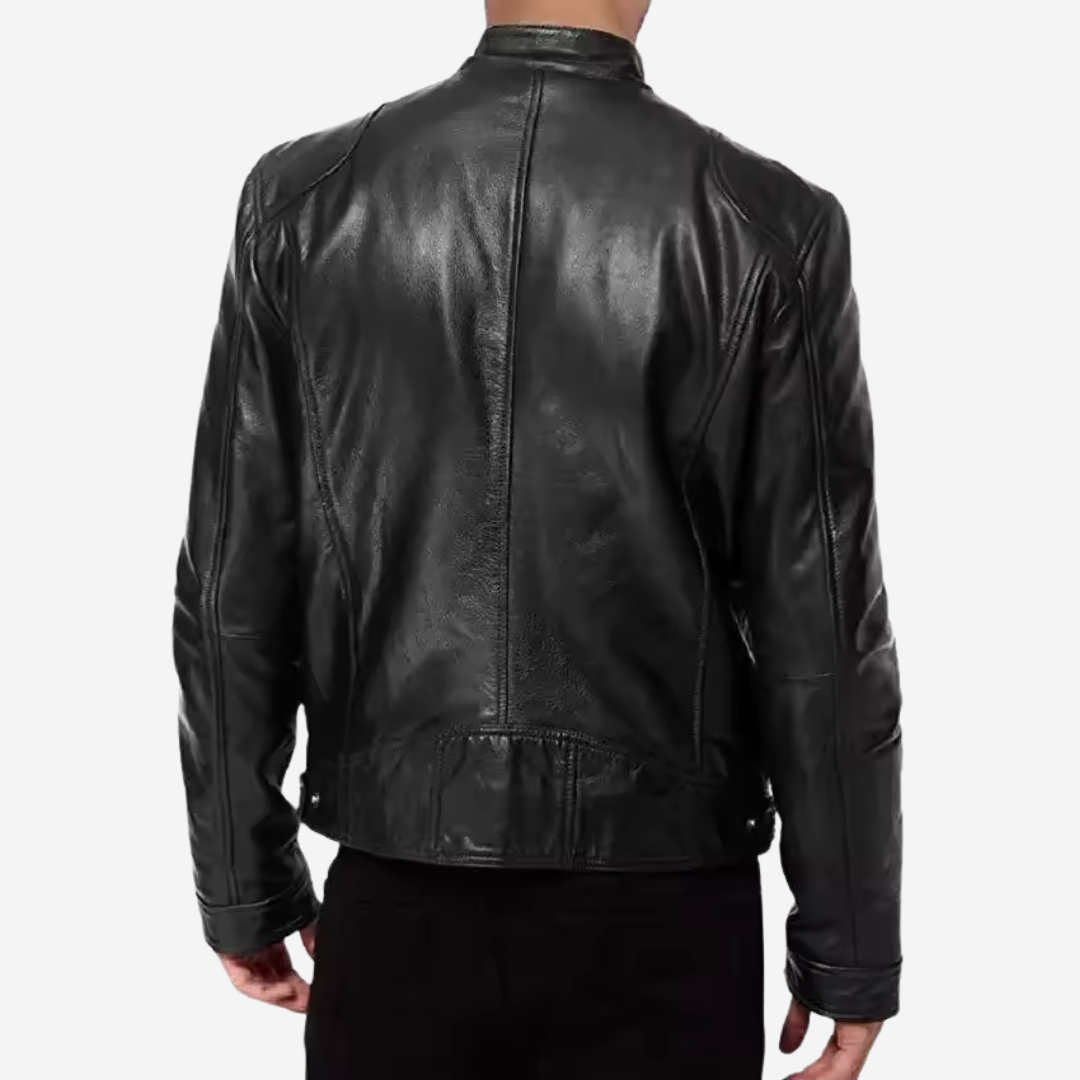 Jack - Men's slim fit biker jacket with stand collar and zip pockets