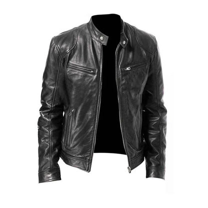 Jack - Men's slim fit biker jacket with stand collar and zip pockets