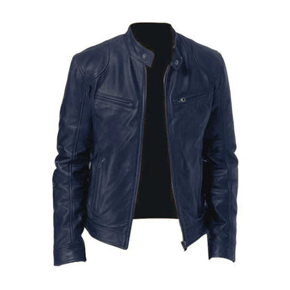 Jack - Men's slim fit biker jacket with stand collar and zip pockets
