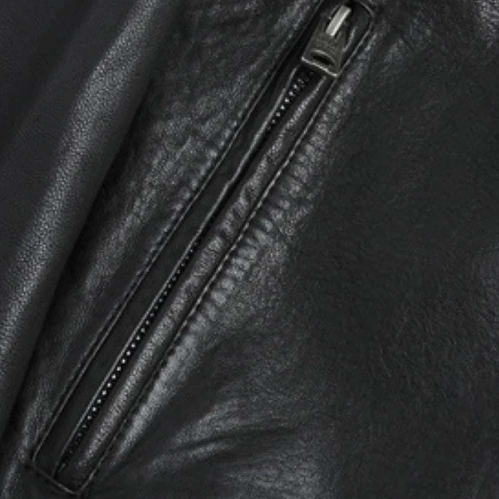 Jack - Men's slim fit biker jacket with stand collar and zip pockets
