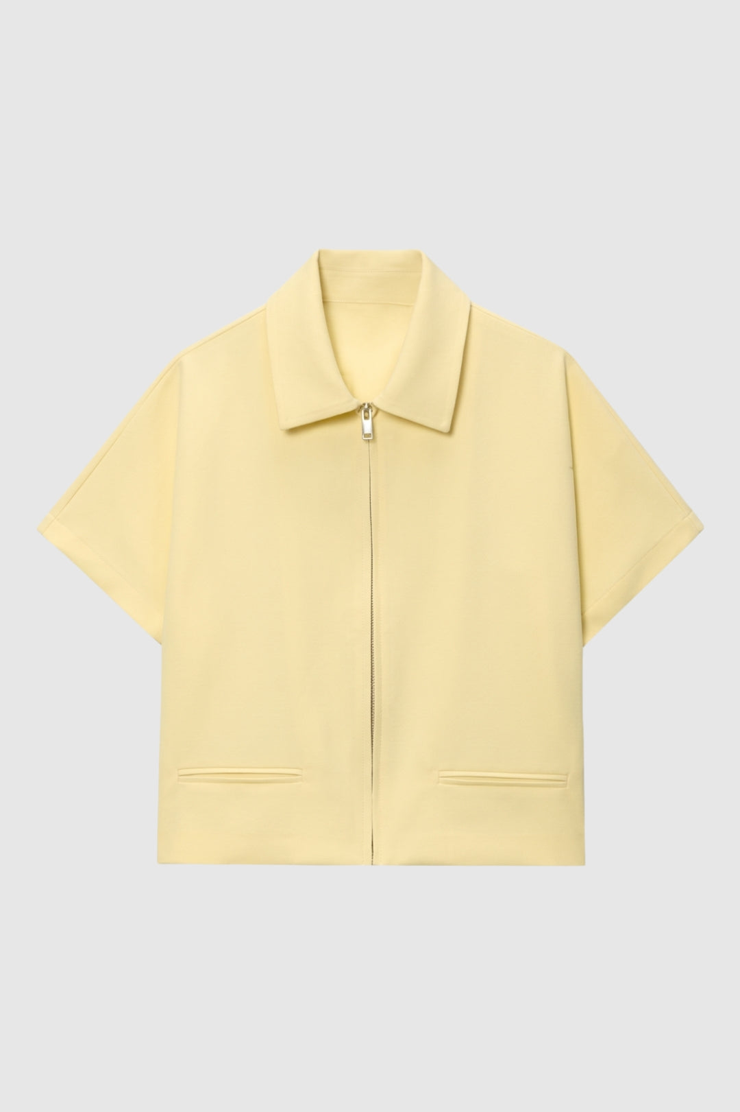 Jacket Women - Cropped Zip with Lapel Collar Short Sleeves | Casual