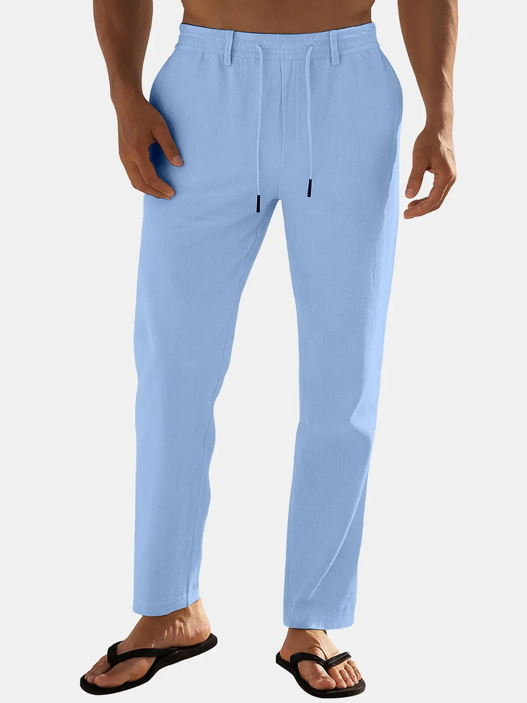 Jacob - Casual Men's Linen Trousers with Drawstring Waist and Tapered Fit