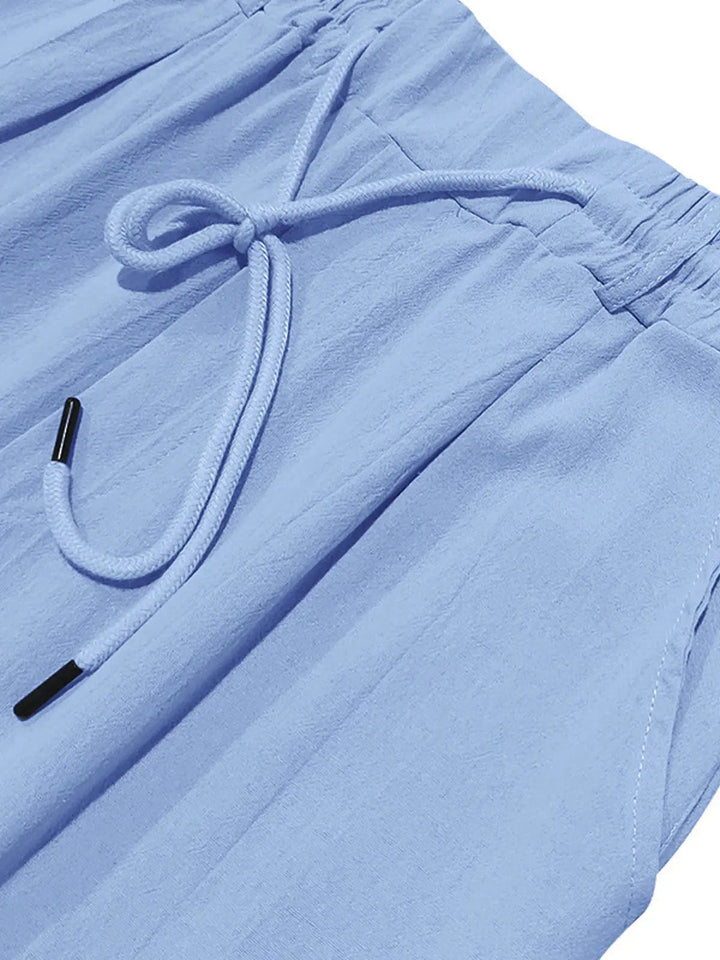 Jacob - Casual Men's Linen Trousers with Drawstring Waist and Tapered Fit