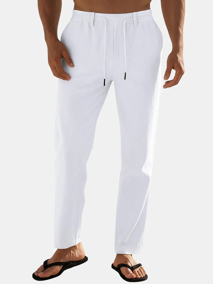 Jacob - Casual Men's Linen Trousers with Drawstring Waist and Tapered Fit
