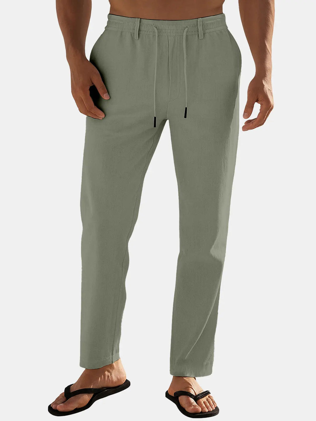 Jacob - Casual Men's Linen Trousers with Drawstring Waist and Tapered Fit