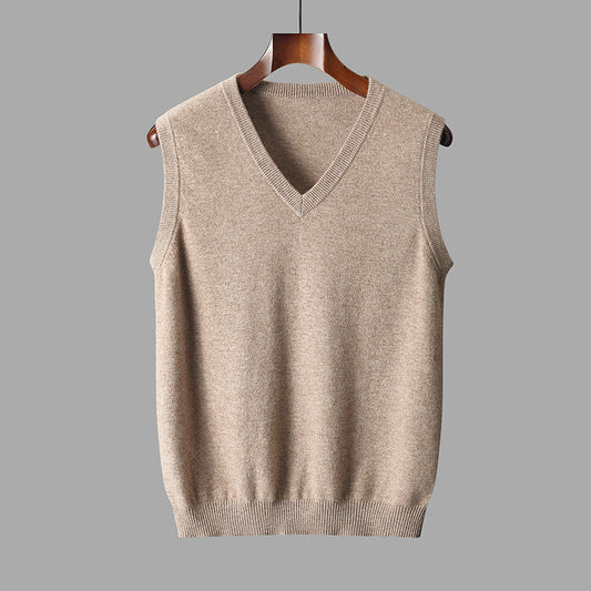 Jacob - Men's Knitted Waistcoat Casual Smart with V Neck and Ribbed Trims