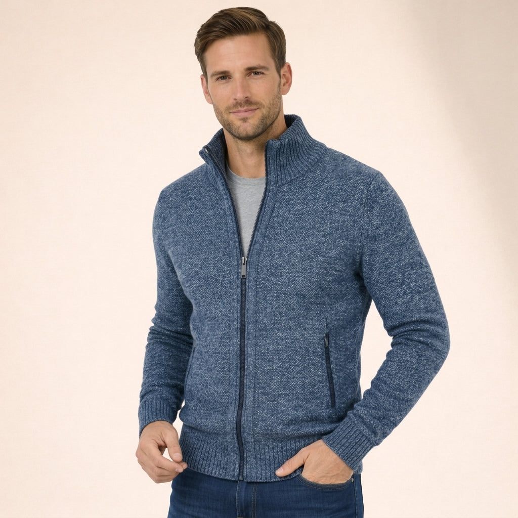 Thomas - Men's Knitted Zip Cardigan for Autumn with Stand Collar Design