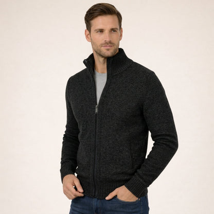 Thomas - Men's Knitted Zip Cardigan for Autumn with Stand Collar Design