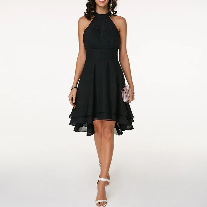 Jasmine - Flowy Women's Wedding Guest Dress with Halter Neck and Tiered Hem