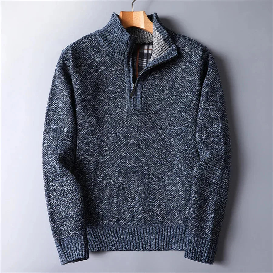 Joseph - Men's smart casual knitted quarter zip jumper with warm lining