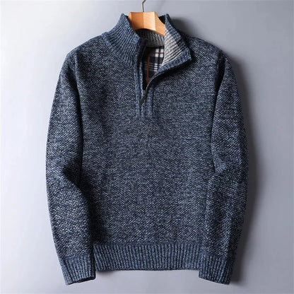 Joseph - Men's smart casual knitted quarter zip jumper with warm lining