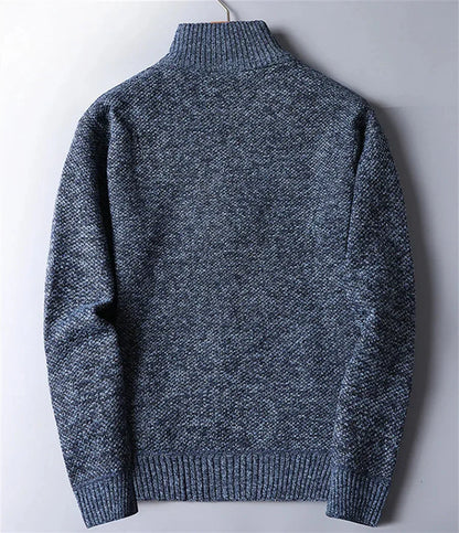 Joseph - Men's smart casual knitted quarter zip jumper with warm lining