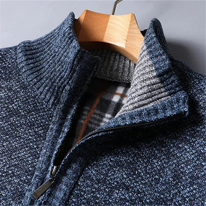 Joseph - Men's smart casual knitted quarter zip jumper with warm lining