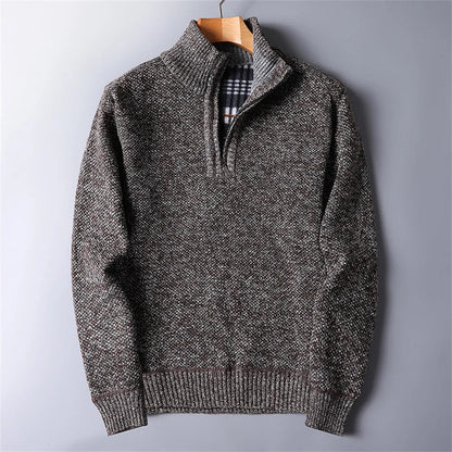 Joseph - Men's smart casual knitted quarter zip jumper with warm lining