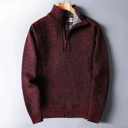 Joseph - Men's smart casual knitted quarter zip jumper with warm lining