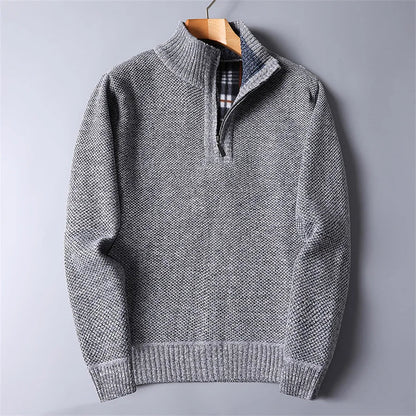 Joseph - Men's smart casual knitted quarter zip jumper with warm lining