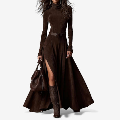 Julia - Women's turtleneck maxi dress long sleeve and side split