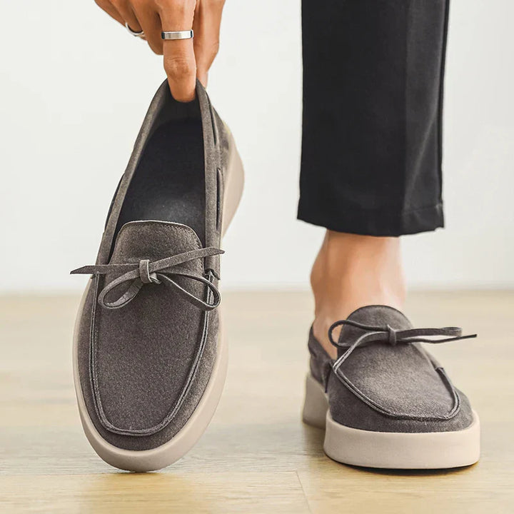 Leo - Casual Men's Orthopedic Loafers with Lace Detail and Chunky Sole
