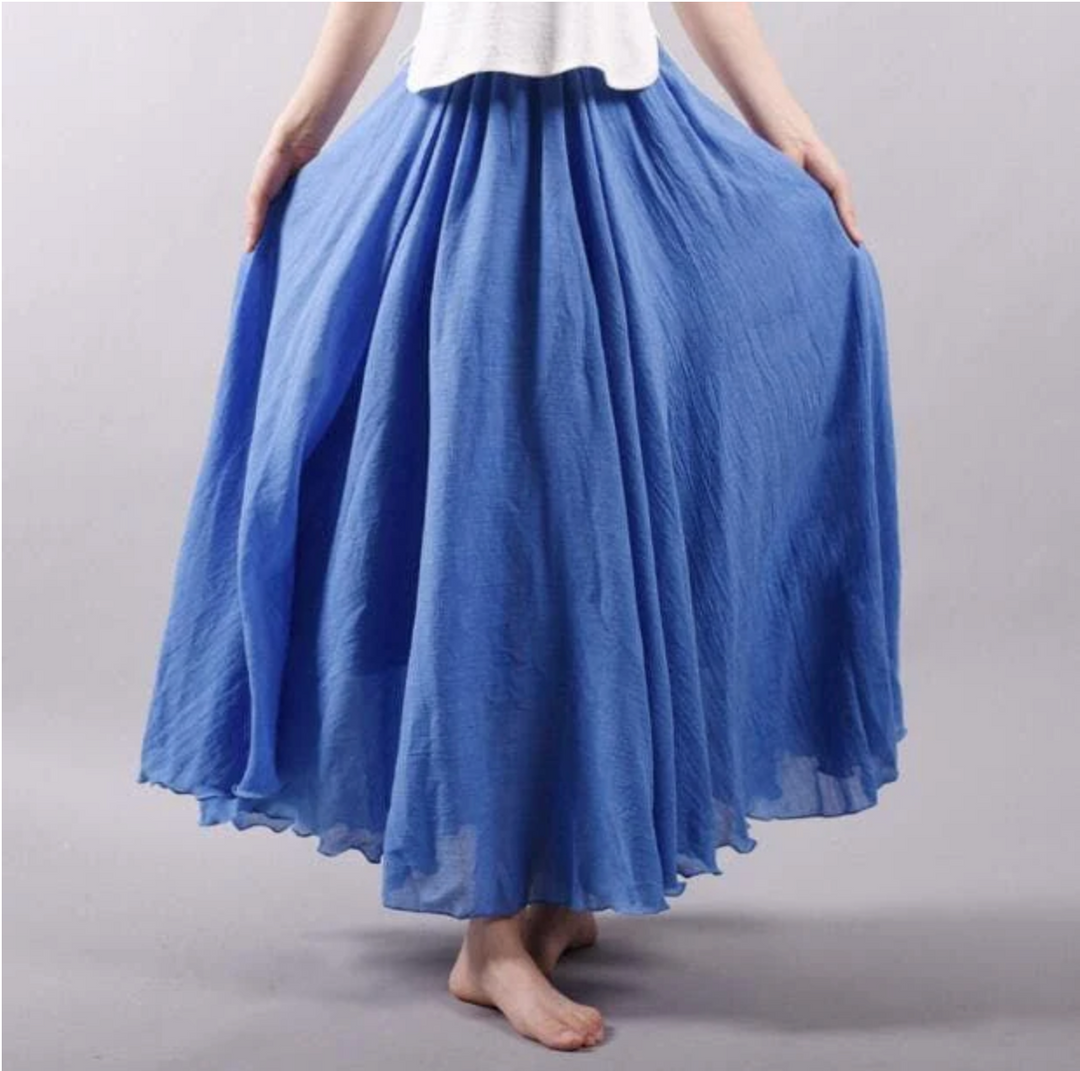 Lily - Boho Women's Linen Maxi Skirt with Elastic Waist and Flowing Hem