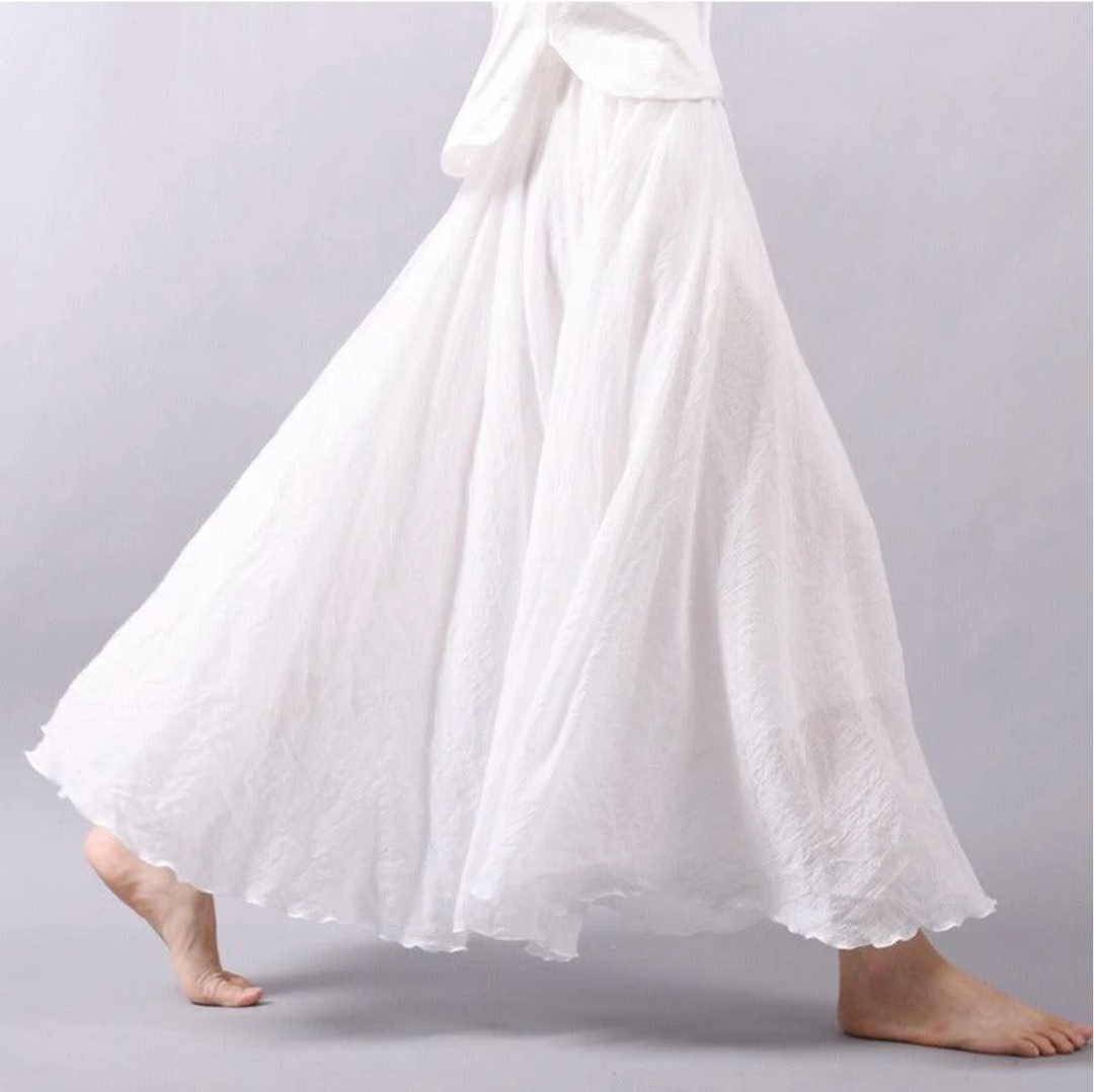 Lily - Boho Women's Linen Maxi Skirt with Elastic Waist and Flowing Hem